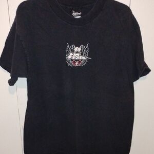 Men's Black Short Sleeve Graphic Tee with Center Emblem